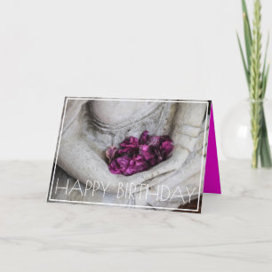 BOUDDHA AVEC FLEURS BONNE CARTE DE SALUT D'ANNIVER