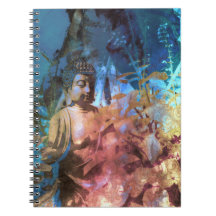 Bouddha d'aquarelle bleu Topaz Carnet photo spiral