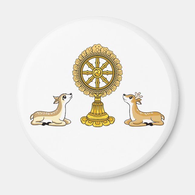 Bouddha Dharma Roue et aimant Deers (Devant)
