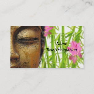 Bouddha d'or et Carte de visite floral paisible