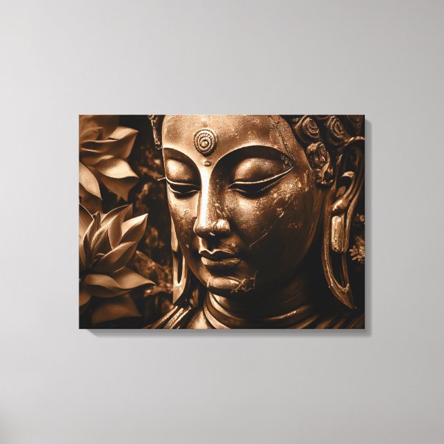 Bouddha d'or Lotus Fleur toile étirée (Recto)