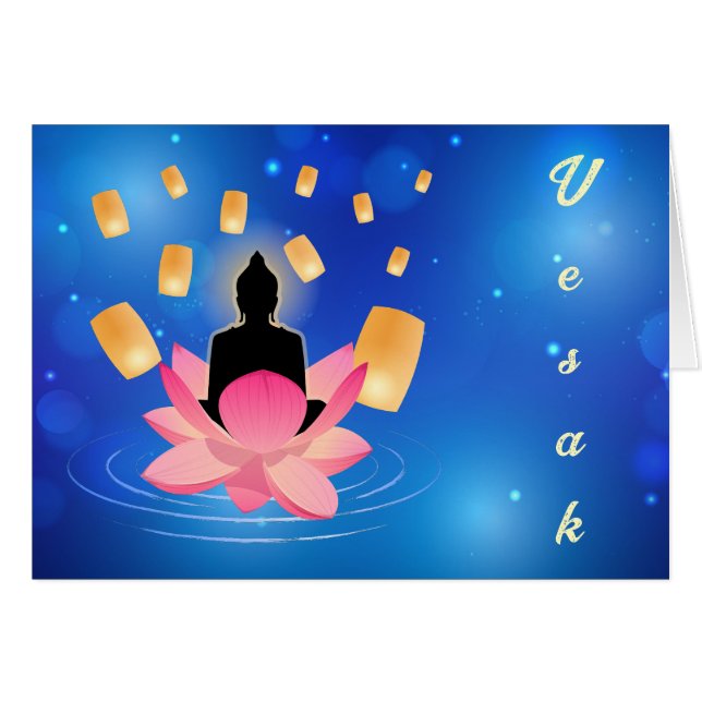 Bouddha du jour de Vesak sur Lotus Lantern Vaisakh (Devant horizontal)