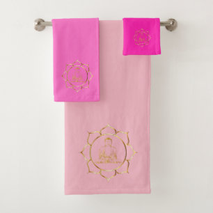 Bouddha faisant yoga méditation spirituelle (rose)