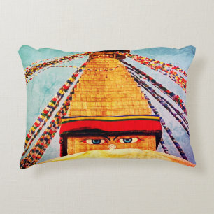 Boudhanath Stupa, Buddha Eyes, Kathmandu, Nepal Accent Pillow