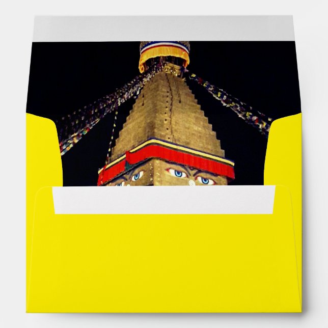Boudhanath Stupa, Buddha Eyes, Kathmandu, Nepal Envelope (Back (Bottom))