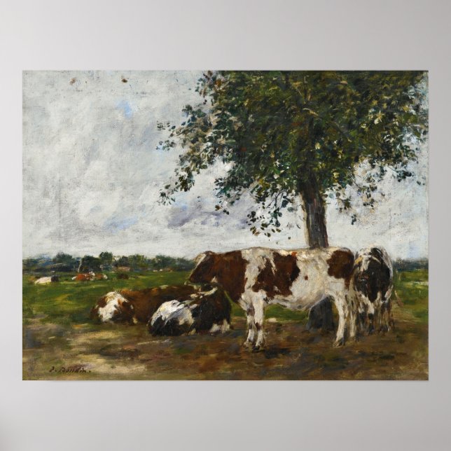 Boudin - Cows At Pasture Poster (Front)