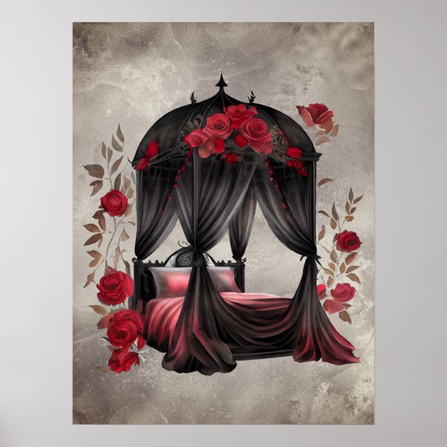 Boudoir | Canopée de l'Écharpe Antique Poster Lit (Devant)