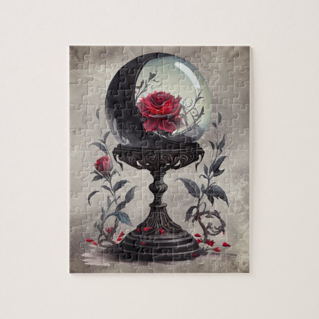 Boudoir | Crystal Ball Crescent Moon Red Roses Jigsaw Puzzle (Vertical)
