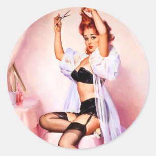 Boudoir Pin Up Classic Round Sticker