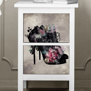 Boudoir Victorian Pink Rose High Heel Booties Tissue Paper