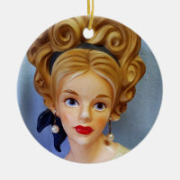 Bouffant Hair Lady Head Vase Big Blue Eyes