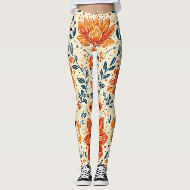Bouffée de fleurs rétro - Leggings (Devant)