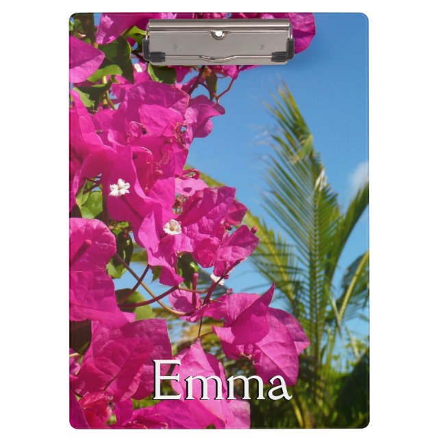 Bougainvillea and Palm Tree Tropical Nature Scene Clipboard (Front)
