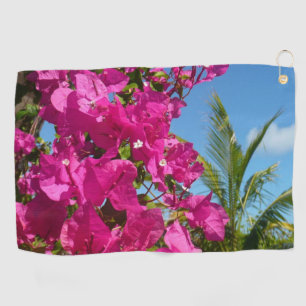Bougainvillea and Palm Tree Tropical Nature Scene Golf Towel