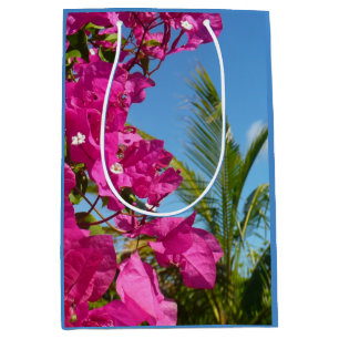 Bougainvillea and Palm Tree Tropical Nature Scene Medium Gift Bag
