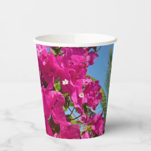 Bougainvillea and Palm Tree Tropical Nature Scene Paper Cups