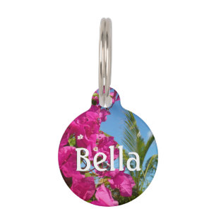 Bougainvillea and Palm Tree Tropical Nature Scene Pet Tag