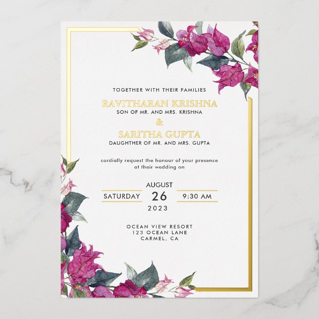 Bougainvillea Burgundy Pink Floral Wedding (Front)