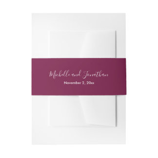 Bougainvillea Burgundy Wedding  Invitation Belly B Band