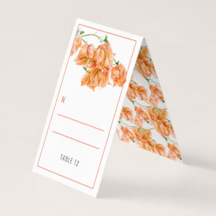 Bougainvillea coral wedding guest place tent cards
