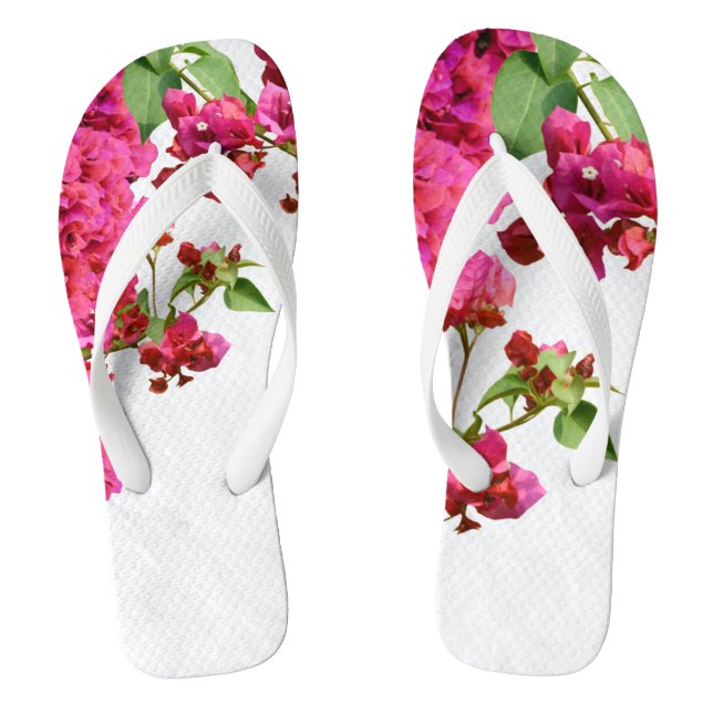 Bougainvillea Floral Mediterranean Greek Island  Flip Flops (Footbed)
