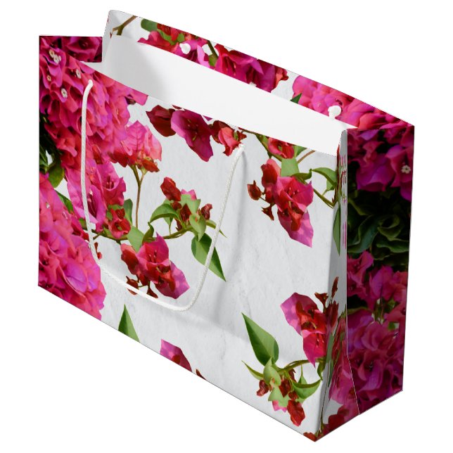 Bougainvillea Floral Mediterranean Greek Island Large Gift Bag (Front Angled)