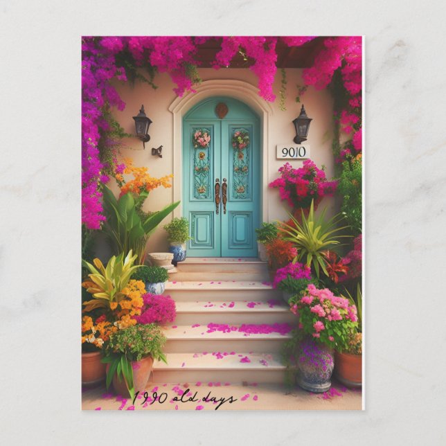 bougainvillea flower 1990 old days postcard (Front)