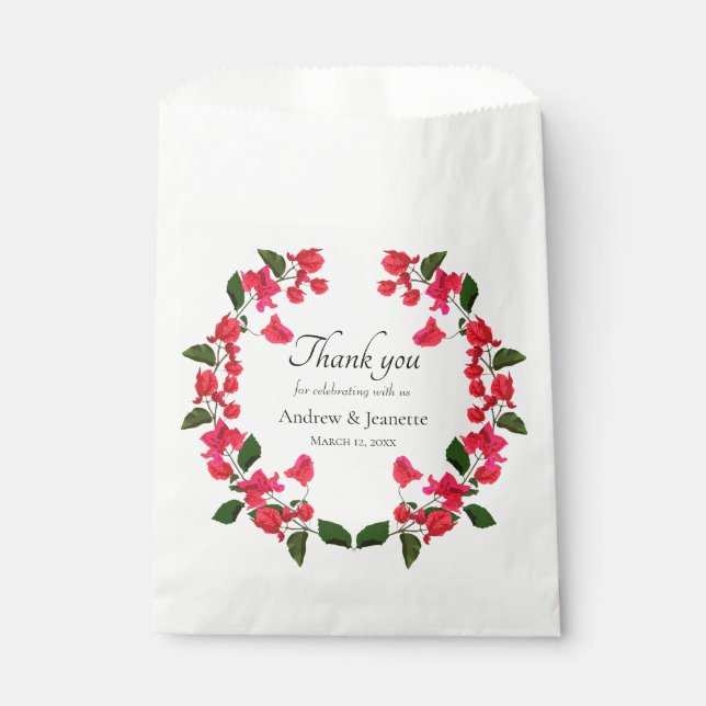 Bougainvillea Flower Wedding Favour Bag  (Front)