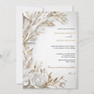 Bougainvillea Green Gold Wedding Art Nouveau Mucha Invitation