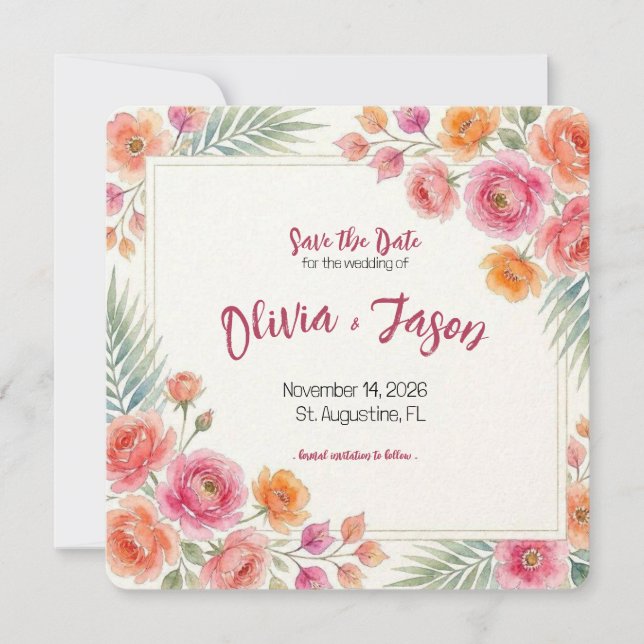 Bougainvillea in Bloom Save the Date Card (Front)