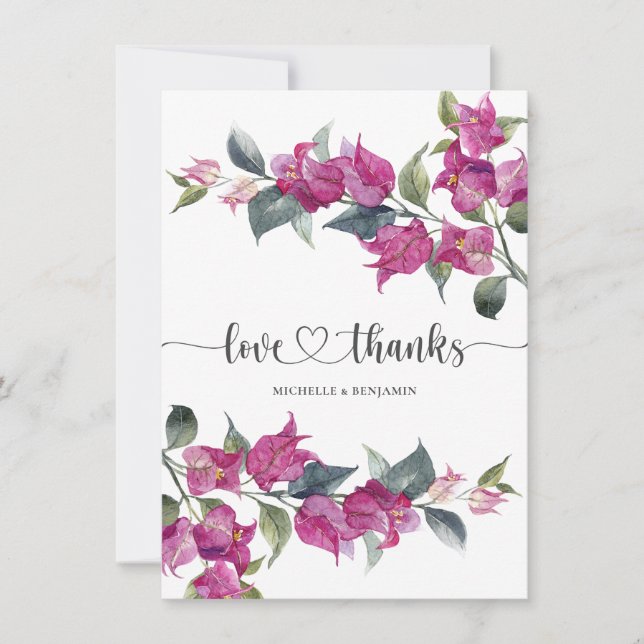 Bougainvillea Mariage Carte de remerciements Fête  (Devant)