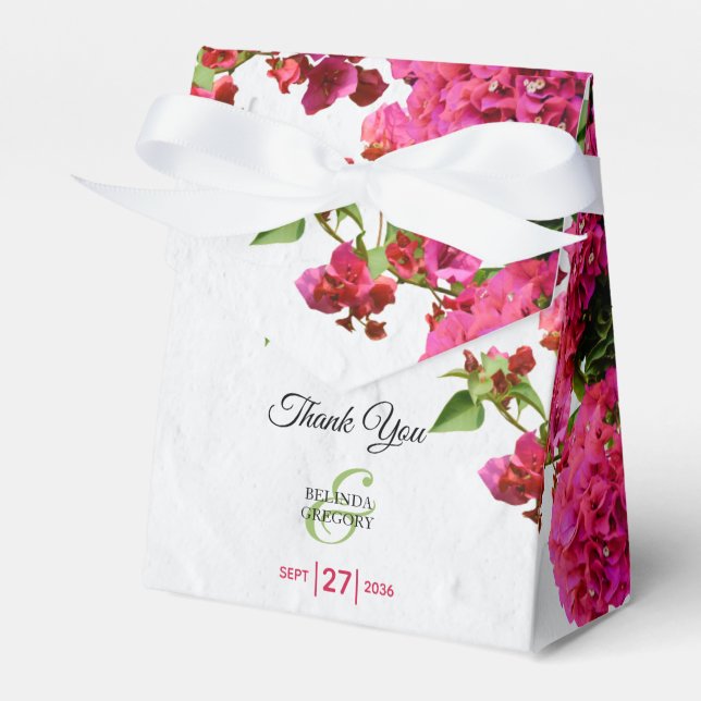 Bougainvillea Mediterranean Greek Island Wedding Favor Box (Front Side)