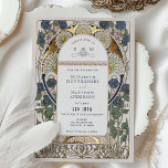 Bougainvillea Navy Blue Gold Wedding Art Nouveau<br><div class="desc">Art Nouveau Vintage Floral Blue & Gold Wedding Invitations by Alphonse Mucha in a romantic and whimsical design using Real Gold Foil. Victorian flourishes complement classic art deco fonts. Please enter your custom information, and you're done. If you wish to change the design further, simply click the blue "Customize It"...</div>