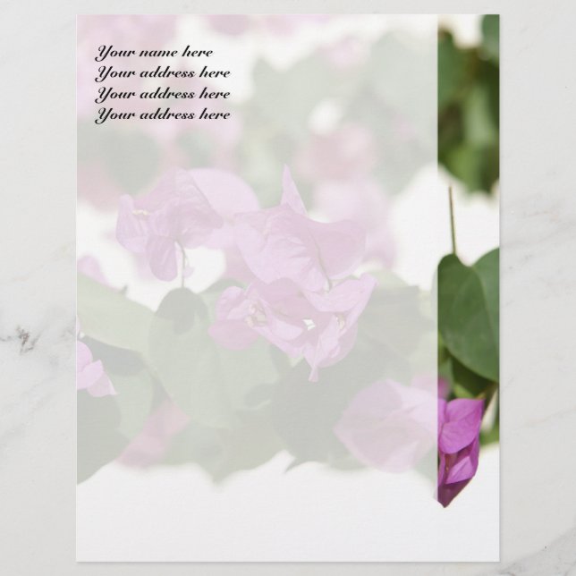 Bougainvillea Personalized Letterhead (Front)