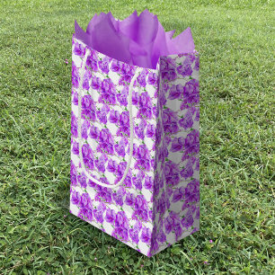 Bougainvillea purple flower watercolor pattern small gift bag