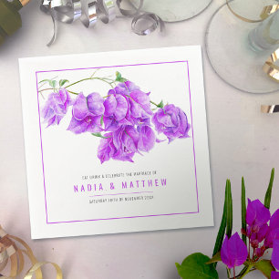 Bougainvillea purple mauve watercolor wedding  napkin