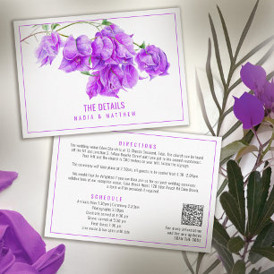 Bougainvillea purple wedding details QR Enclosure Card