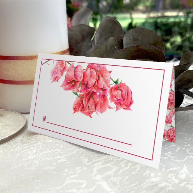 Bougainvillea red pink wedding guest place cards (Creator Uploaded)