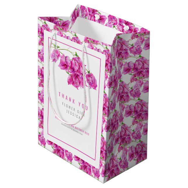 Bougainvillea rose aquarelle sac de mariage (Dos Angle)