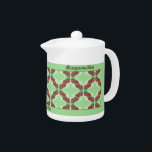 Bougainvillea Teapot<br><div class="desc">This image is derived from my acrylic painting,  Bougainvillea. Customize this teapot with the option to add or delete borders and text and also change colours.</div>