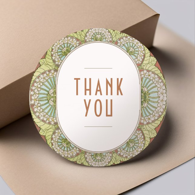 Bougainvillea Thank You Sticker Art Nouveau (Creator Uploaded)