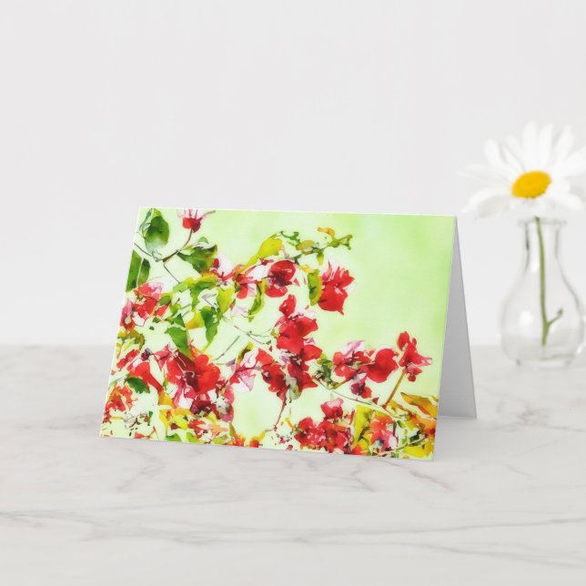 Bougainvillea Tropical Floral Art Note Card (Small Plant)