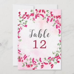 Bougainvillea Tropical Forest Wedding Table Number