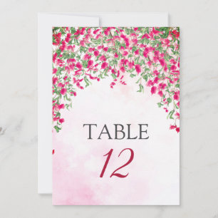 Bougainvillea Tropical Forest Wedding Table Number