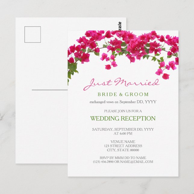 Bougainvillea tropical reception eloped postcard (Front/Back)