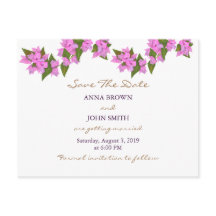 Bougainvillea Tropical Save The Date Announcement