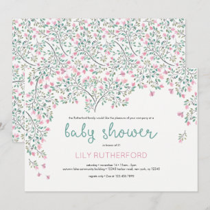 Bougainvillea Watercolor Baby Shower Invitation