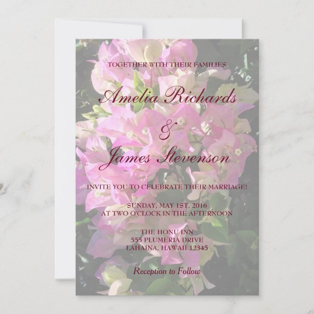 Bougainvillea Wedding Invitation (Front)