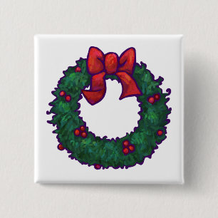 Boughs of Holly 2 Inch Square Button