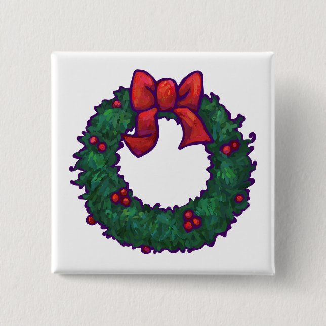 Boughs of Holly 2 Inch Square Button (Front)